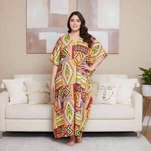 Gypsie Blu Women Plus Size Tribal Print Caftan Dress Beach Cover Up for Lady